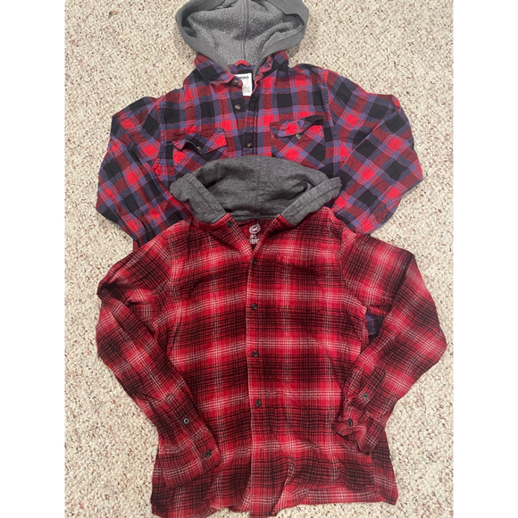 Sonoma Other - Boys Flannel Hoodie Shirts (XL) Plaid Flannel Button-down shirts (Set of 2)
